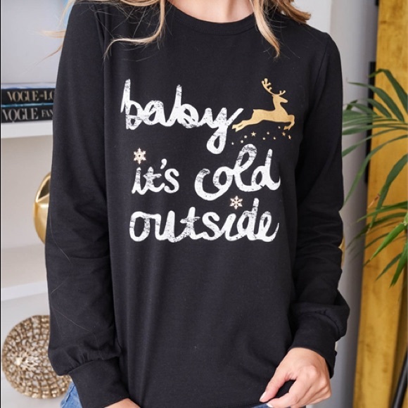 Plus size Baby it’s cold outside Long sleeve top - Picture 8 of 10